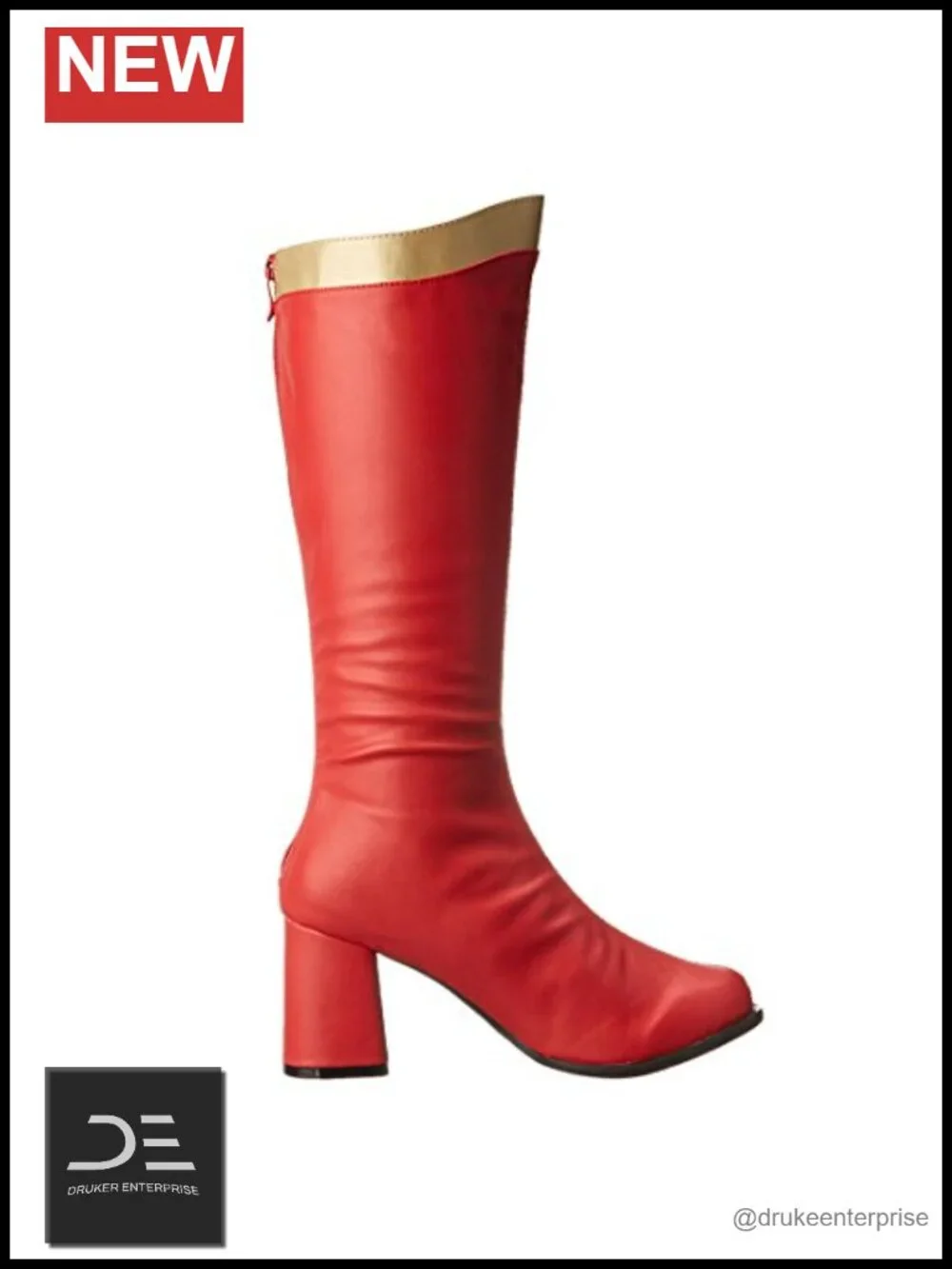 Faux Leather Knee-High Block Heel Boots with Zipper